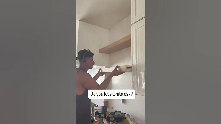 White Oak shelves 🔥 #diy #build #floatingshelves #kitchen #live #decor #inspiration #decorinspo