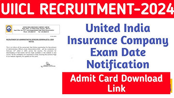 United India Insurance Exam Date Notification 2024 Published||Jobless Family||