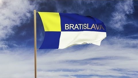 4K Bratislava flag with title waving in the wind. Looping sun rises style. Animation loop Stock