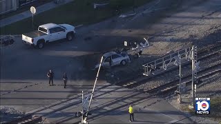 Authorities investigate after Brightline train collides with car in North Miami; 1 injured