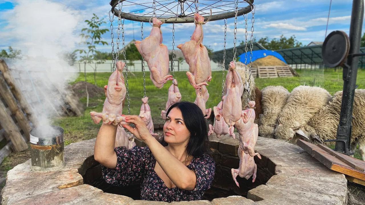 12 młodych kurczaków z pieca tandoor i gruzińskie chaczapuri na szpikulcu