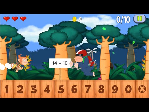 Monkey Math - Jetpack Adventure - Subtraction - Educational Game for Kids