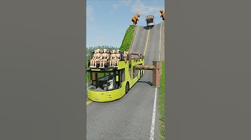 Mixed Colourful Capsule Buses vs Log Trap - BeamNG.drive #shorts #beamngdrive #bus