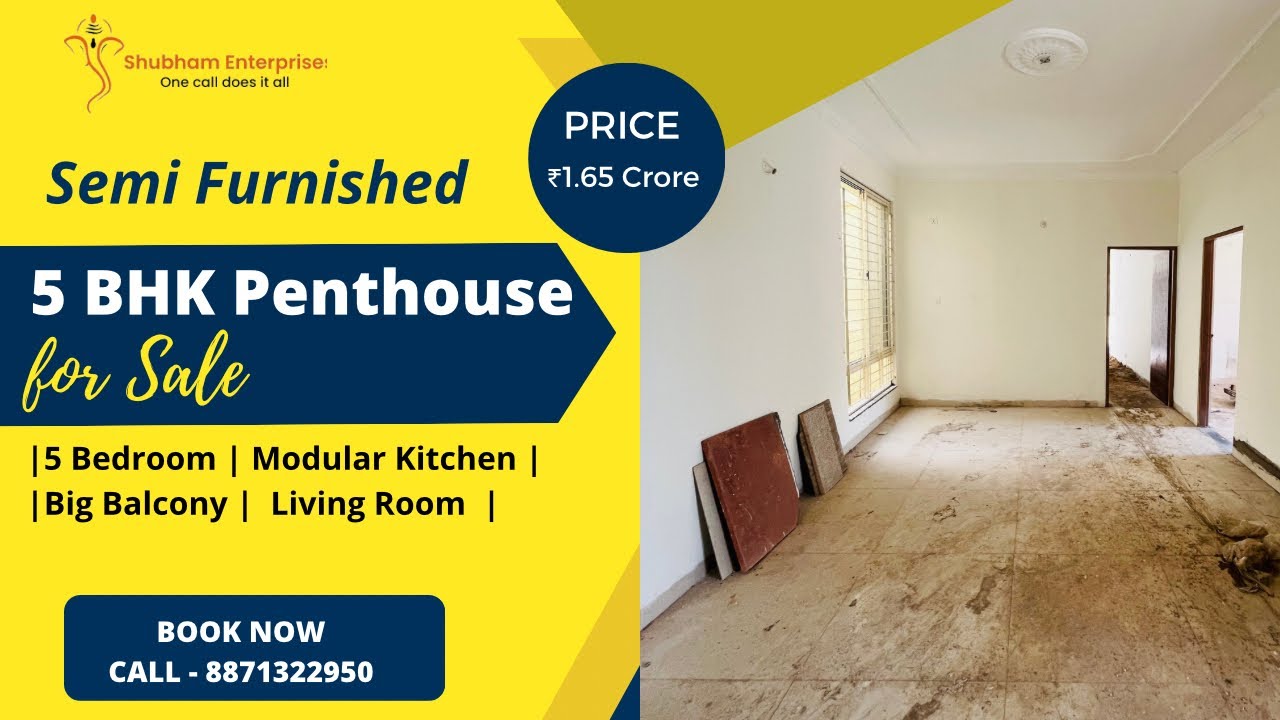 5BHK Pent house For Sale 3500sqft under 1.65 Crore in Sagar Green Hills Kolar Road Sea View