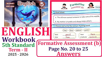 5th Standard English term 2 Workbook Answers Formative Assessment (b) Page No.20 to 25 l #5thstd