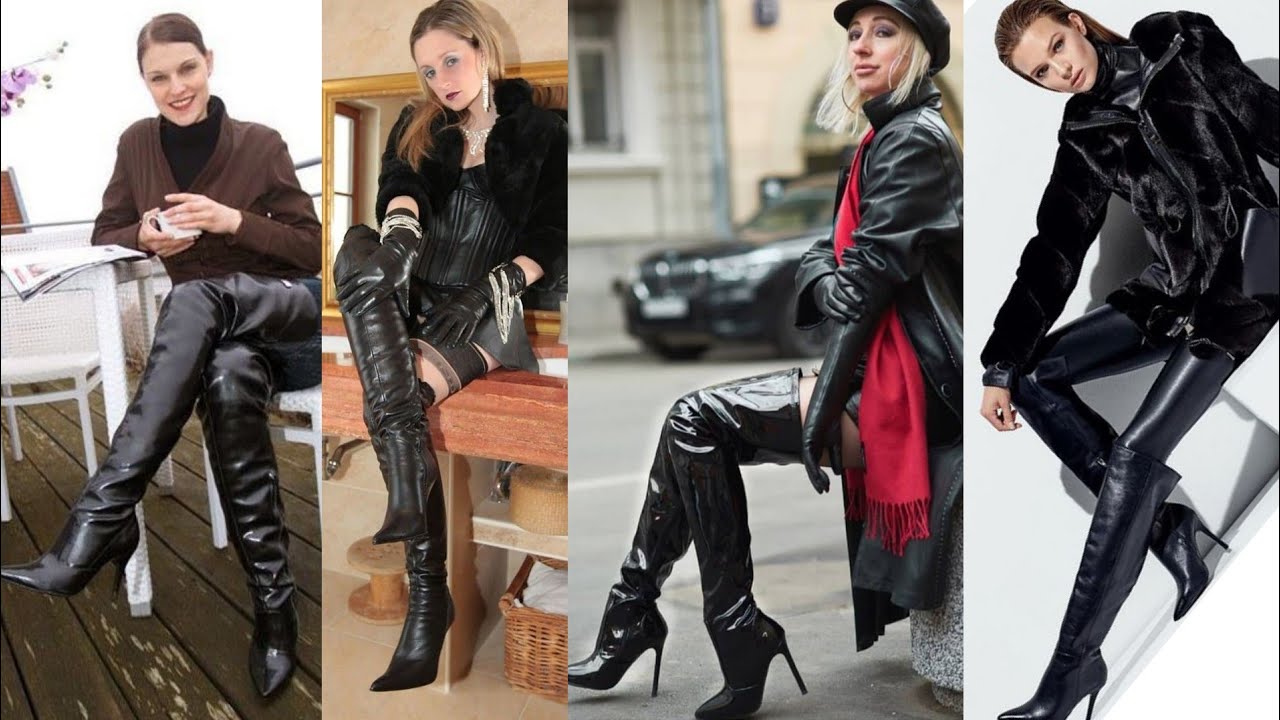 skin tight leather knee high boots