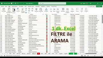 Excel 1 Dakika - FİLTRE ile soldan arama kutusu