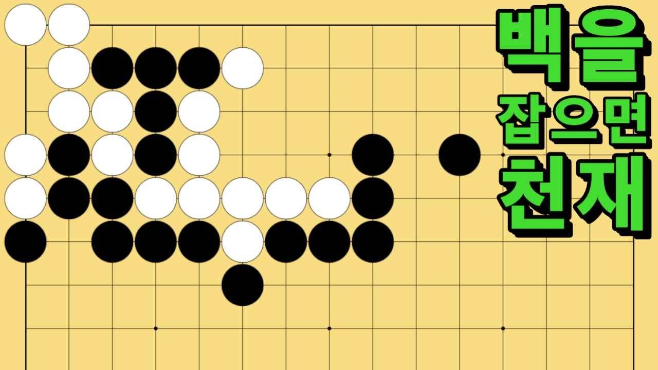 바둑 묘수 사활 - 길잃은 고양이를 구하는 묘수가 있습니다. 백을 잡아보세요.