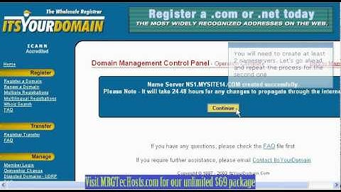 [MRGTecHelp.com Name Servers (NS) Tutorial Series] Creating Private Nameservers at ItsYourDomain