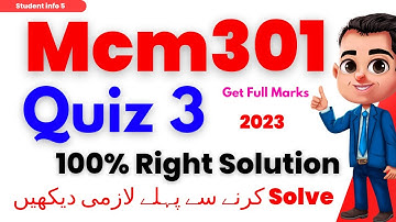 Mcm301 quiz 3 2023 || Mcm301 quiz 3 || Mcm301 quiz 3 solution 2023 | Mcm301 quiz 3 spring 2023