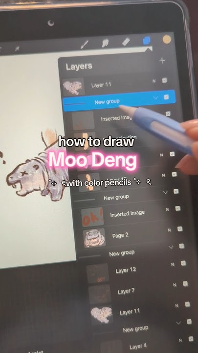 How to draw Moo Deng with color pencils #moodeng #budgetfriendly # ...