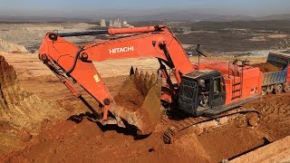 Hitachi Zaxis 670 LCR Excavator Loading Trucks - Anogiatis