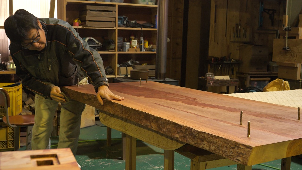 【総集編】日本の職人が高級一枚板テーブルを作り上げるまで / 加工・仕上げ・納品の全記録