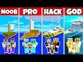 Minecraft: FAMILY BOAT SHIP HOUSE BUILD CHALLENGE - NOOB vs PRO vs HACKER vs GOD in Minecraft