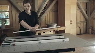 Ergonomisch arbeiten – RUWI Hubtisch HPL-Lochraster Ø 20 mm