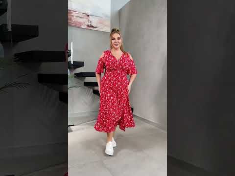 Легка жіноча сукня великого розміру plussize 48-58 довга декольте на запах з резинкою на спинці, видео 1