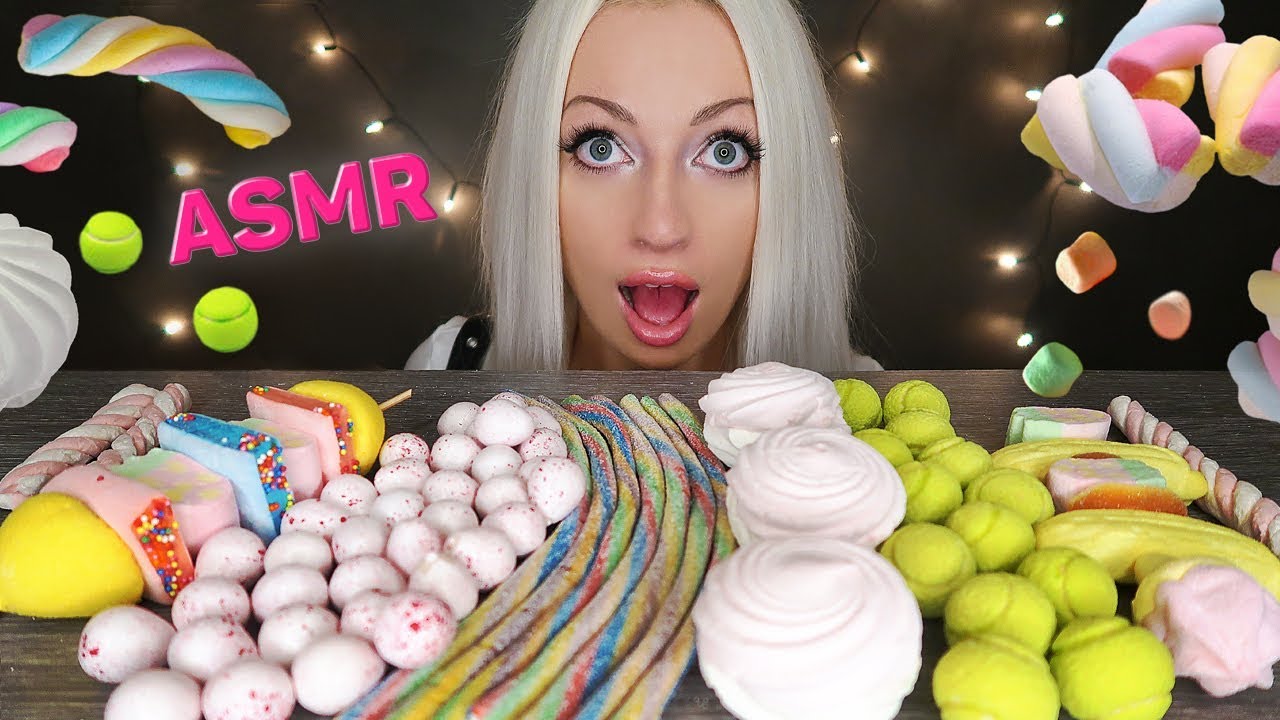 ASMR Candy Eating 🍬 Marshmallow (RELAXING MUKBANG 먹방, RAINBOW CANDY