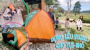 Dựng lều picnic cho tụi nhỏ cùng gia đình Lý Hải Minh Hà