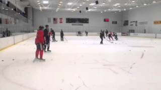 Patrick Kane takes shots at practice
