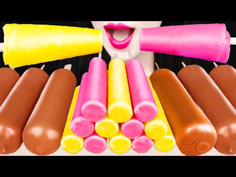 ASMR PINK YELLOW ICE CREAM BARS 핑크 옐로우 아이스크림 먹방 MUKBANG