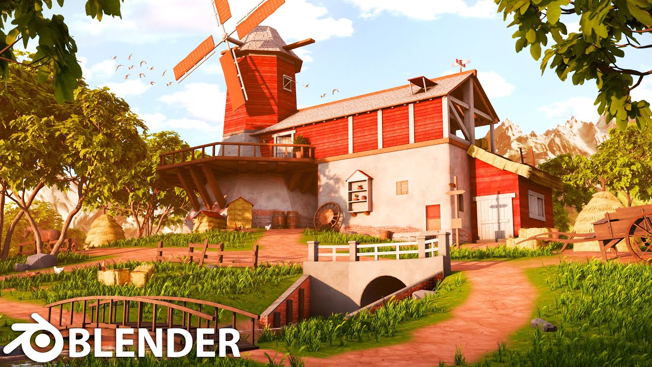 Make an Stylized Farm in Blender – Timelapse - YouTube