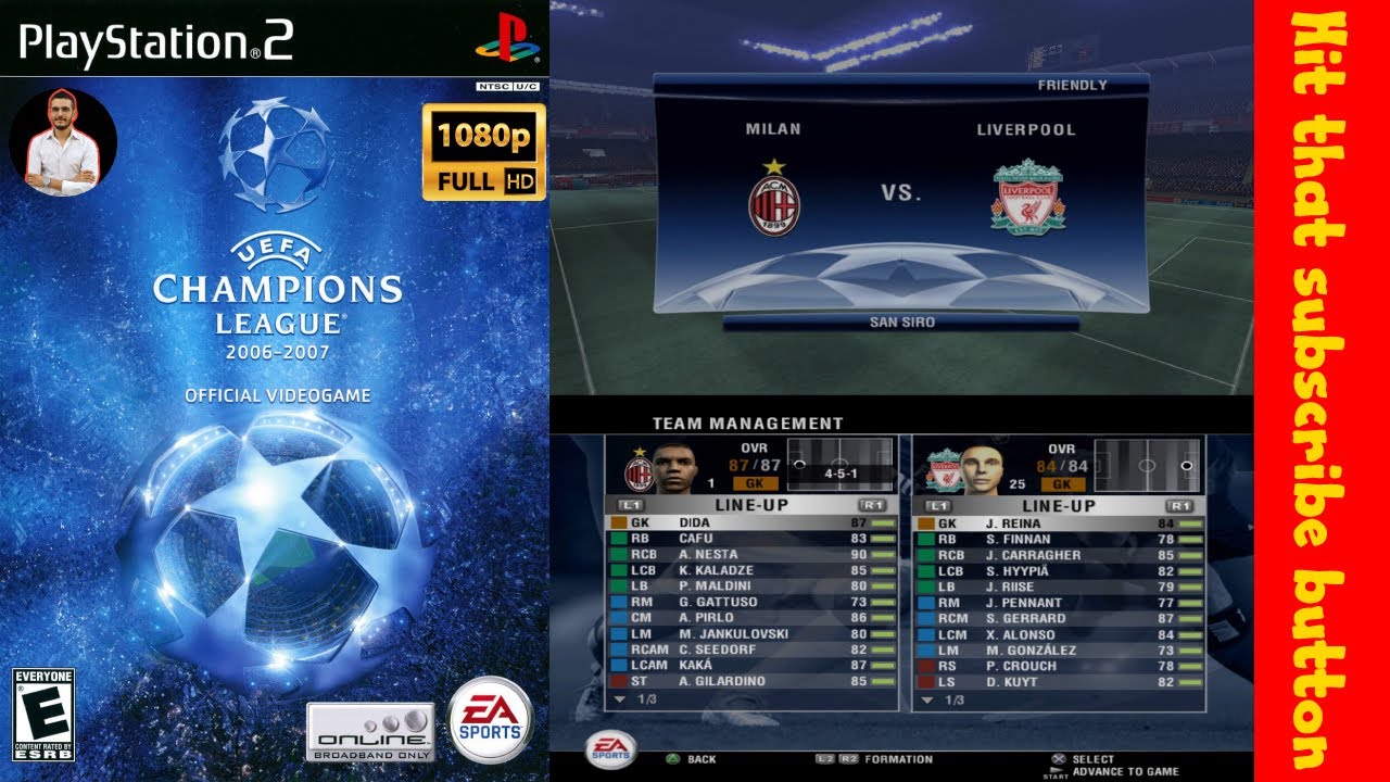 UEFA Champions League 2006/2007 - AC Milan vs Liverpool | PS2 (PlayStation 2) Gameplay
