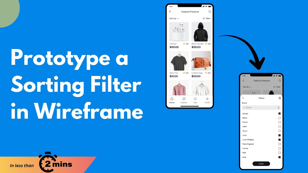 How to Prototype a Sorting Filter in Wireframes under 2 minutes