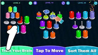 Stacolor: 3D Color Hoop Sort Gameplay Walkthrough #1 - level 1 ~ 20 (Android, IOS) screenshot 5