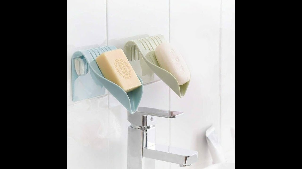 Self Adhesive Wall Mounted Plastic Soap Holder for Bathroom | Self Draining Slanting Design