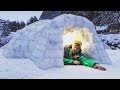 I Built a Homemade Igloo & Spent the Night… Do Not Try at Home! (Snow Fort Challenge)