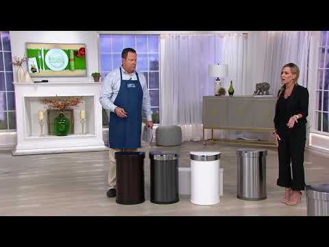 simplehuman-45-liter-stainless-steel-sensor-trash-can-with-liners-on-qvc