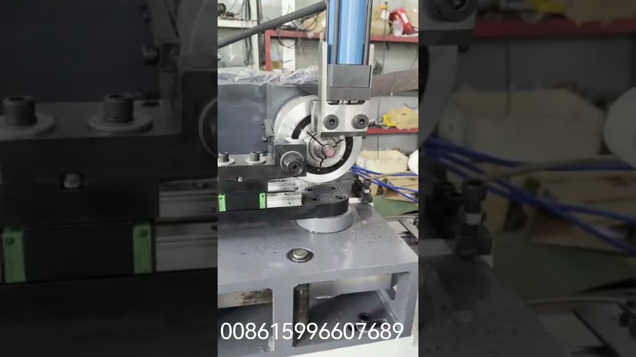 Tube end closing machine with automatic loading and unloading equipment for making gas spring