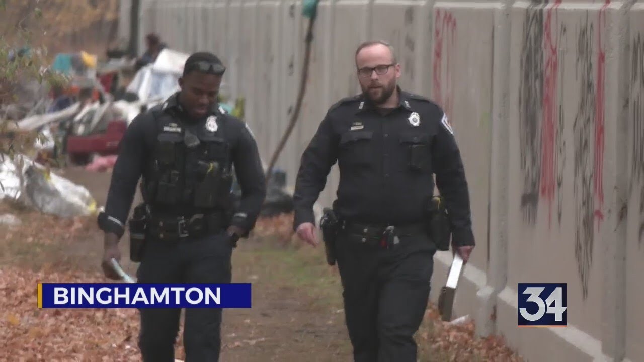 Binghamton Police respond to riverbank encampment