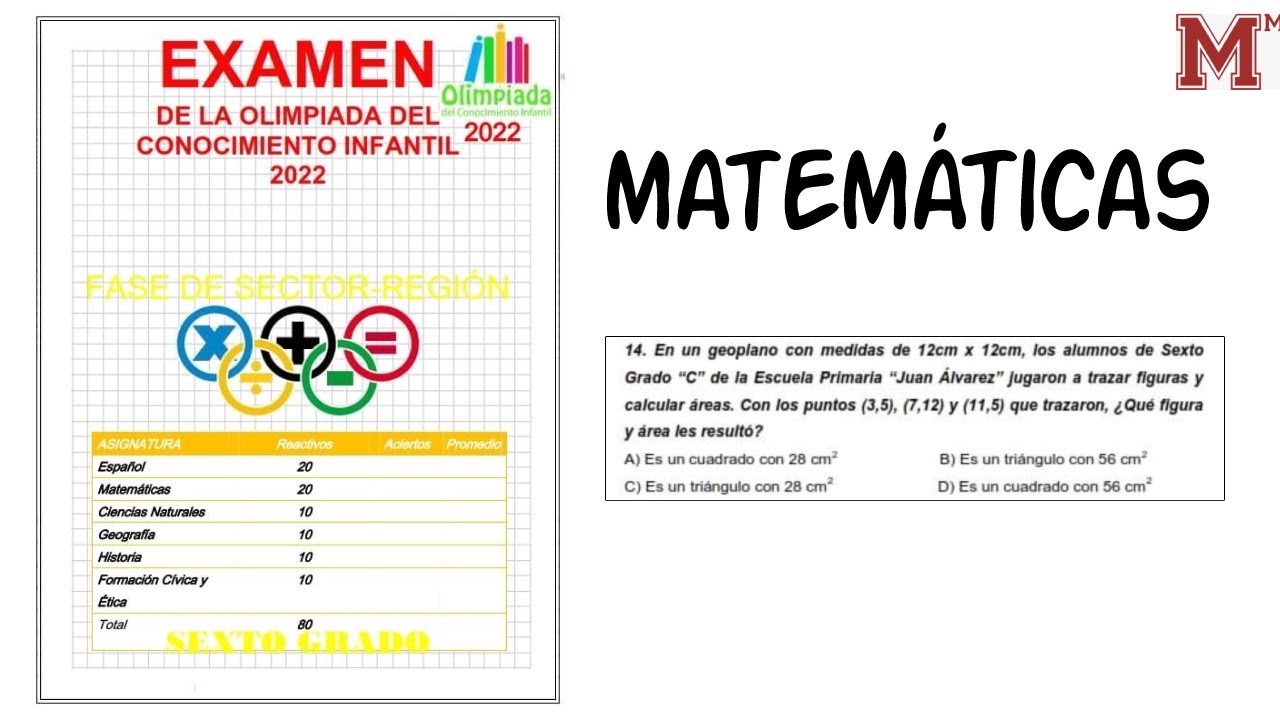 Examen Olimpiada del Conocimiento Infantil 2022 FASE SECTOR-REGIÓN