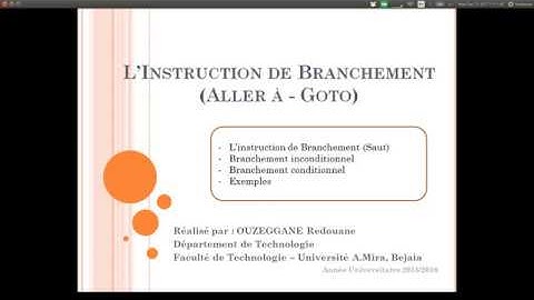 Cours 07 - Instruction de branchement