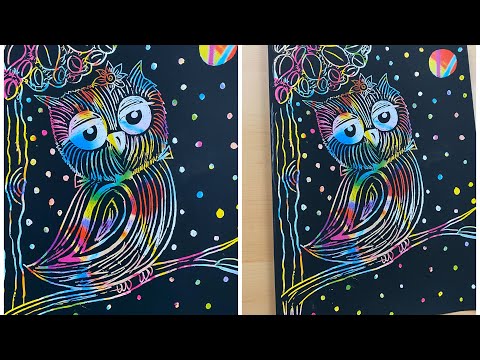 The cutest ✨SCRATCH ART✨ owl 🎨🖌️