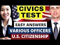 100 Civics Test Practice 2022 Various Officers | Naturalization Test | US Citizenship Interview