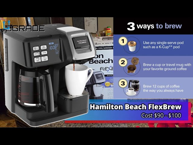 Hamilton Beach FlexBrew Trio 2-Way Coffee Maker, Compatible with K-Cup Pods  or Grounds, Combo, Single Serve & Full 12c Thermal Pot, Black and
