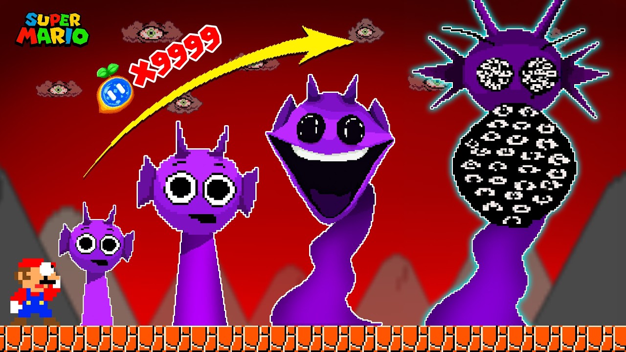 Mario saves the Evolution of Sprunki Purple All Phases 1-9 in Super ...