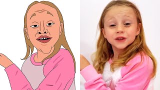 Nastya and dad turned into princesses Drawing meme (Funny drawing)