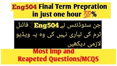 Eng504|Final Term imp Concepts|Most repeated Questions and MCQS|@Studywithawan