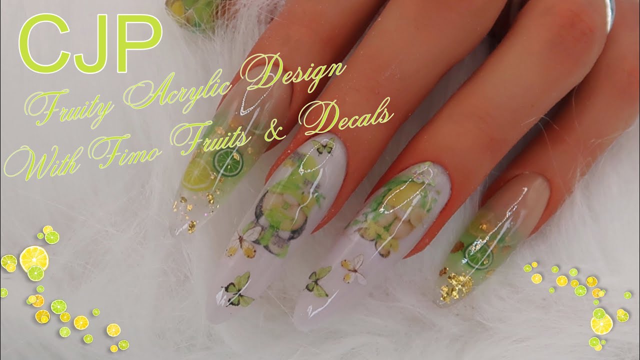 CJP  Lemon & Lime Acrylic Design Using Fimo Fruits & Tts Decals