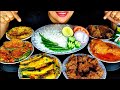 ASMR:BANGLADESHI THALI-EGG OMELETTE,FISH CHORCHORI,BRINJAL FRY,MUTTON REZALA ||ZAKIA-SPICY ASMR