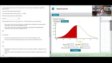 Hypothesis Testing given a test statistic, using a normal calculator (for MyOpenMath homework)