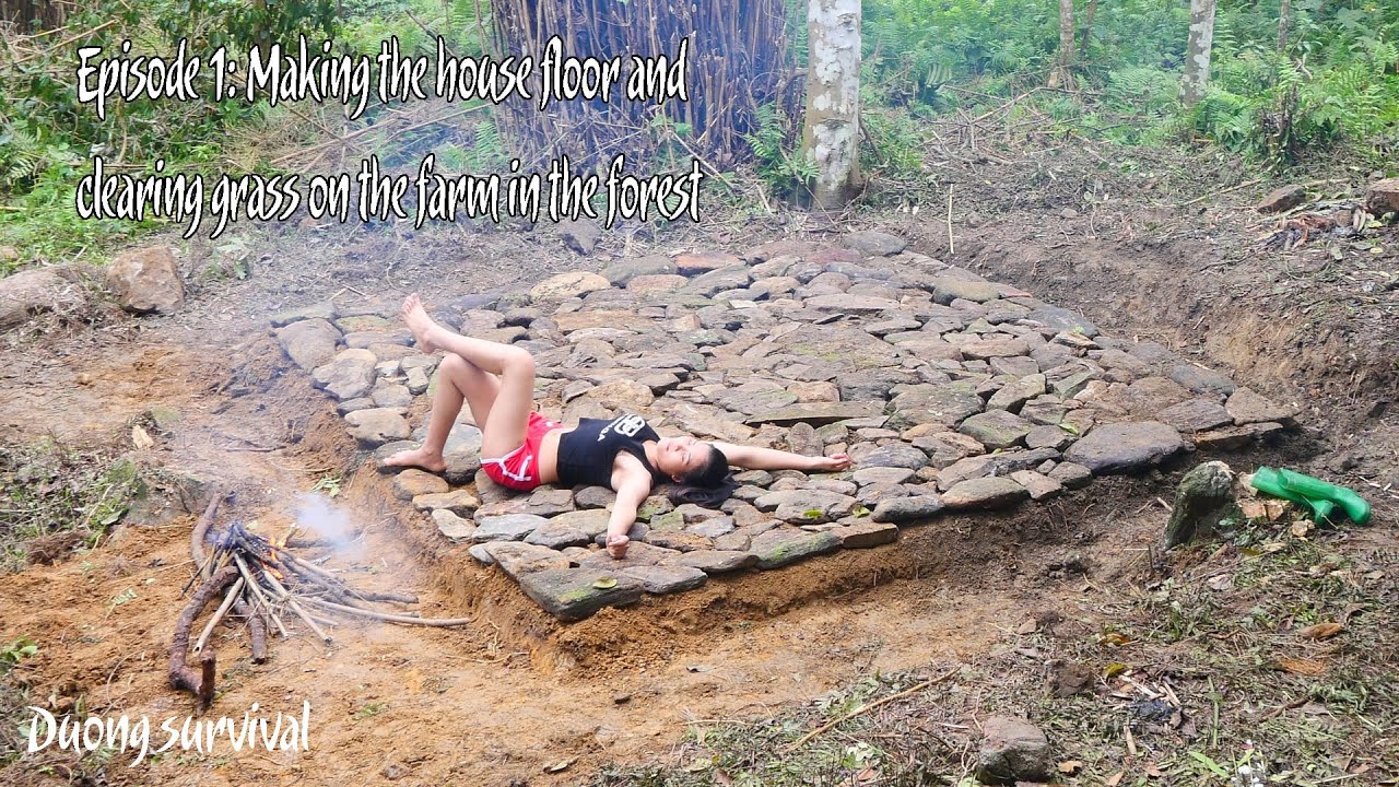 Building a new life - Episode 1: Making the foundation and clearing grass for the farm in the forest