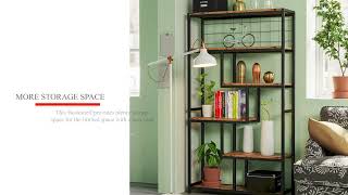 IRONCK 6-Shelf Etagere Bookcase, Industrial Open Display Shelves Geometric Bookcase