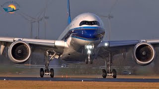 CROSSWIND LANDINGS at AMSTERDAM Schiphol Airport with RARE GEODIS A330 - Planespotting January 2022