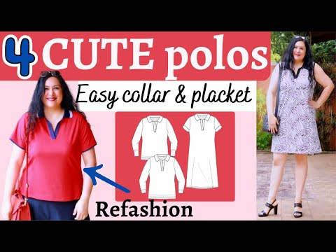 4 cute polos! tops & a dress. Frankie (Love Notions). Recycled collar idea.