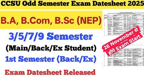 CCSU Odd Semester Exam Datesheet 2025 | CCSU B.A, B.Com, B.Sc (NEP) Odd Semester exam datesheet