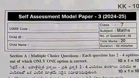 Ap 7th class maths Fa3 💯real question paper 2024-25|7th maths self assessment 3 model paper 2025